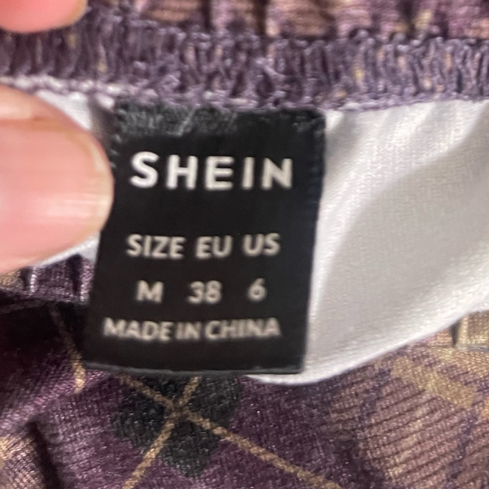 Y2K‎ SHEIN Soft Purple/Brown Plaid Grunge Maxi Skirt Elastic Waist Size Medium - Picture 5 of 5